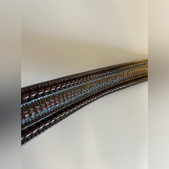 Vintage Resistol Leather Silver Tone Belt 36 Waist 36/90 Brown Full Grain - Picture 6 of 10